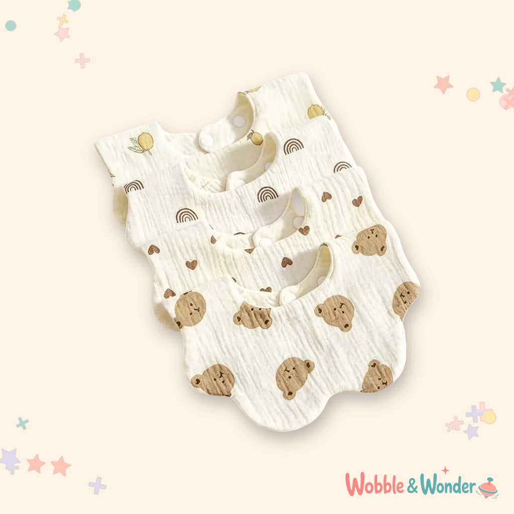 Cotton Triangle Drool Bibs (4 Pack)