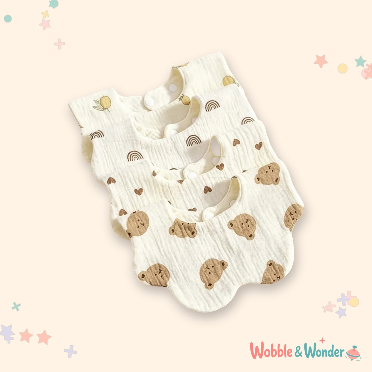 Cotton Triangle Drool Bibs (4 Pack)