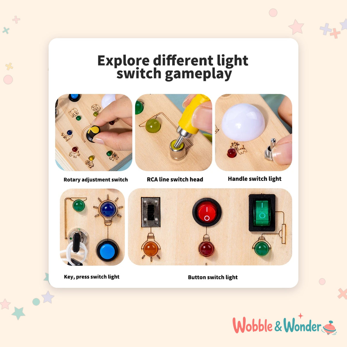 LED Light-Up Wooden Busy Board