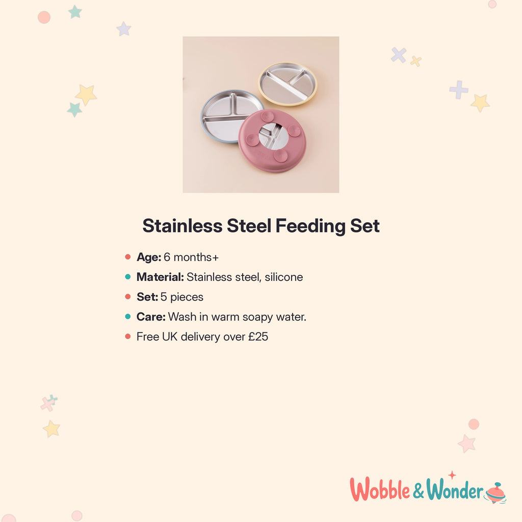 Stainless Steel & Silicone Feeding Set (5 Pieces)