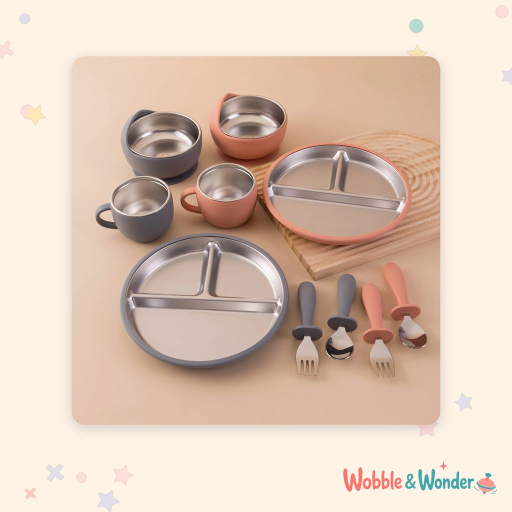 Stainless Steel & Silicone Feeding Set (5 Pieces)