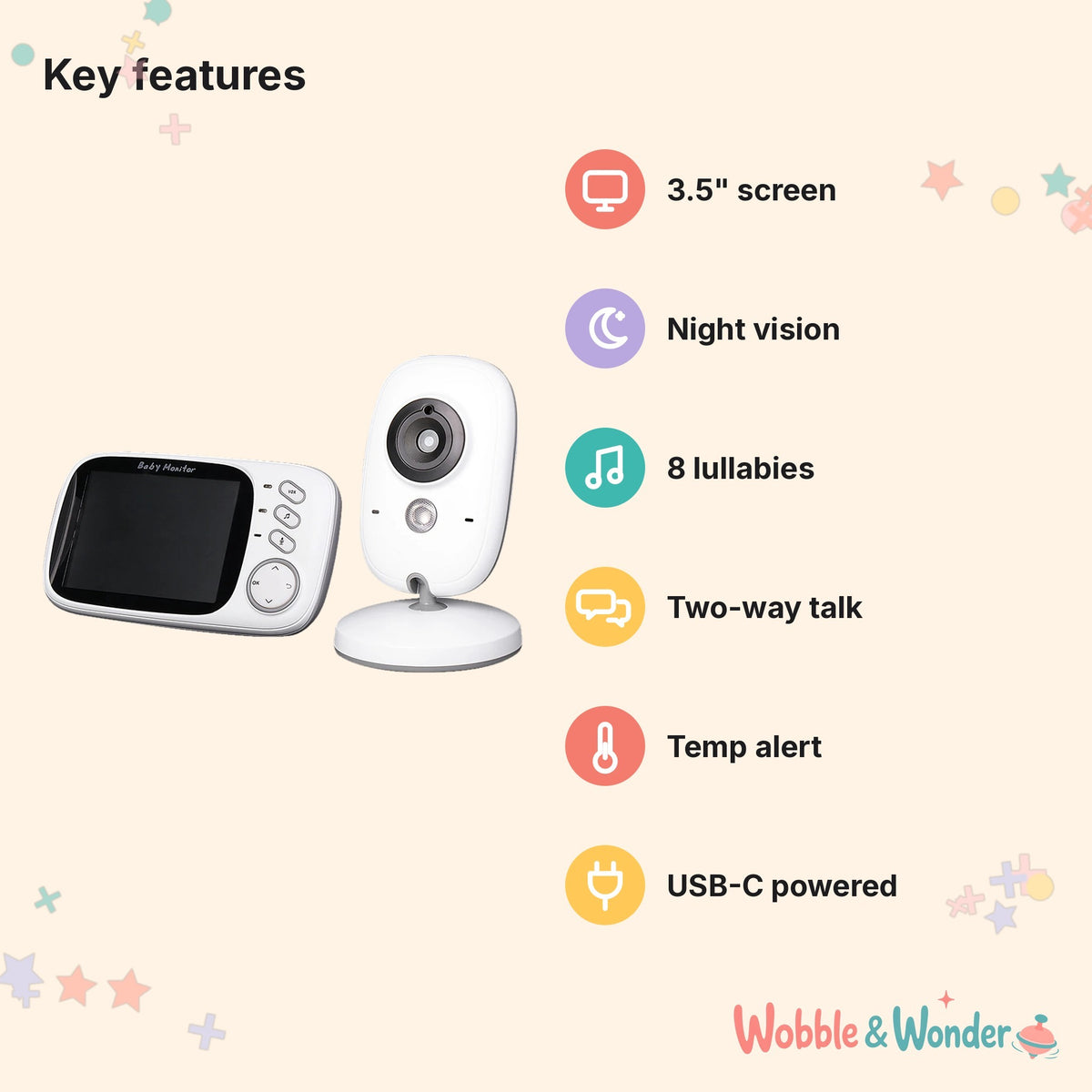 Lumi Link 3.5 – 3.5" Video Baby Monitor