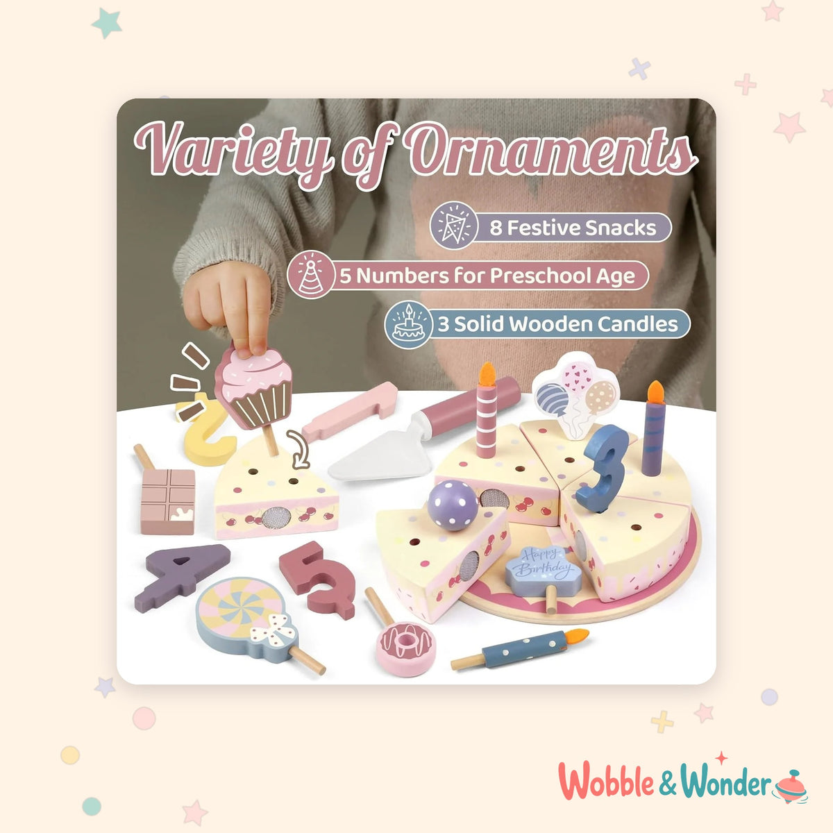 Wooden Birthday Cake Playset