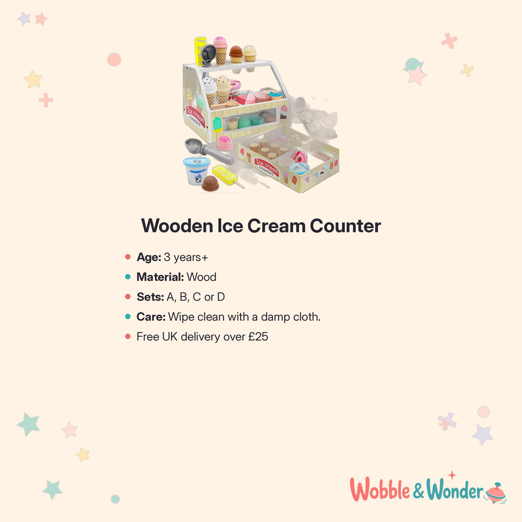 Wooden Ice Cream Counter Playset